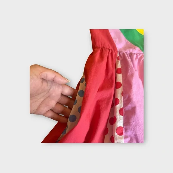 Mini Boden Polkadot Striped Rainbow One Shoulder Woven Dress - Picture 6 of 8